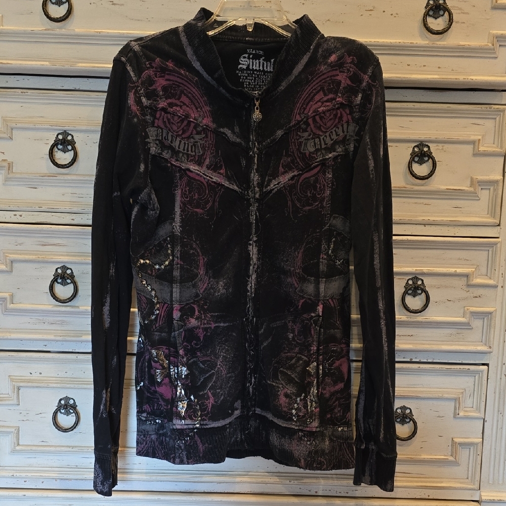 Sinful Women's Jacket with Black and Pink Accents